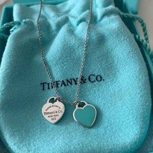 Tiffany & Co. Silver Necklace with Turquoise Heart Charm